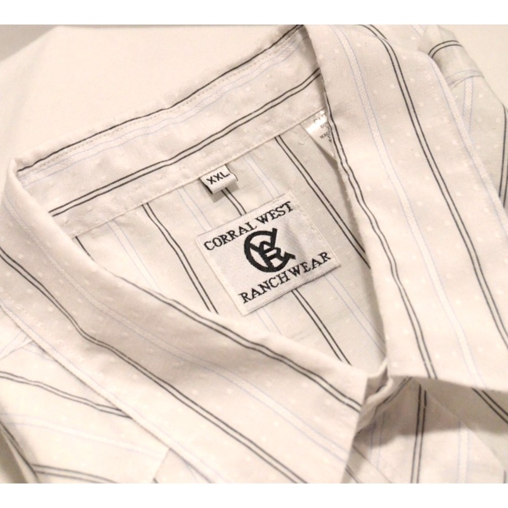 Corral West Men's XXL Ranch Wear Western Pearl Snap Shirt Short Sleeves, Pockets